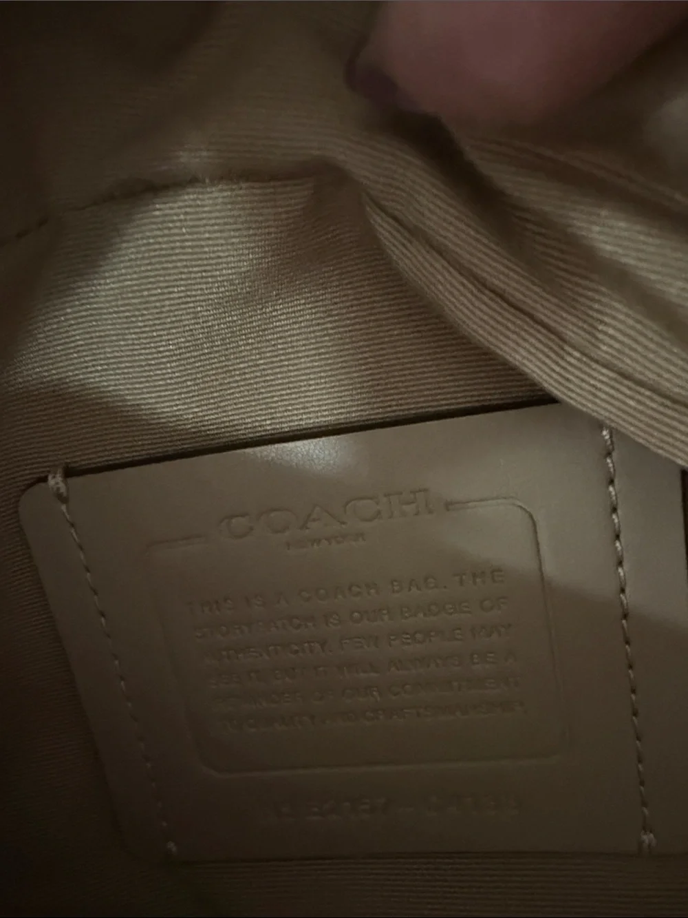 Coach Neutral Leather Logo Tag with Black Strap belt bag